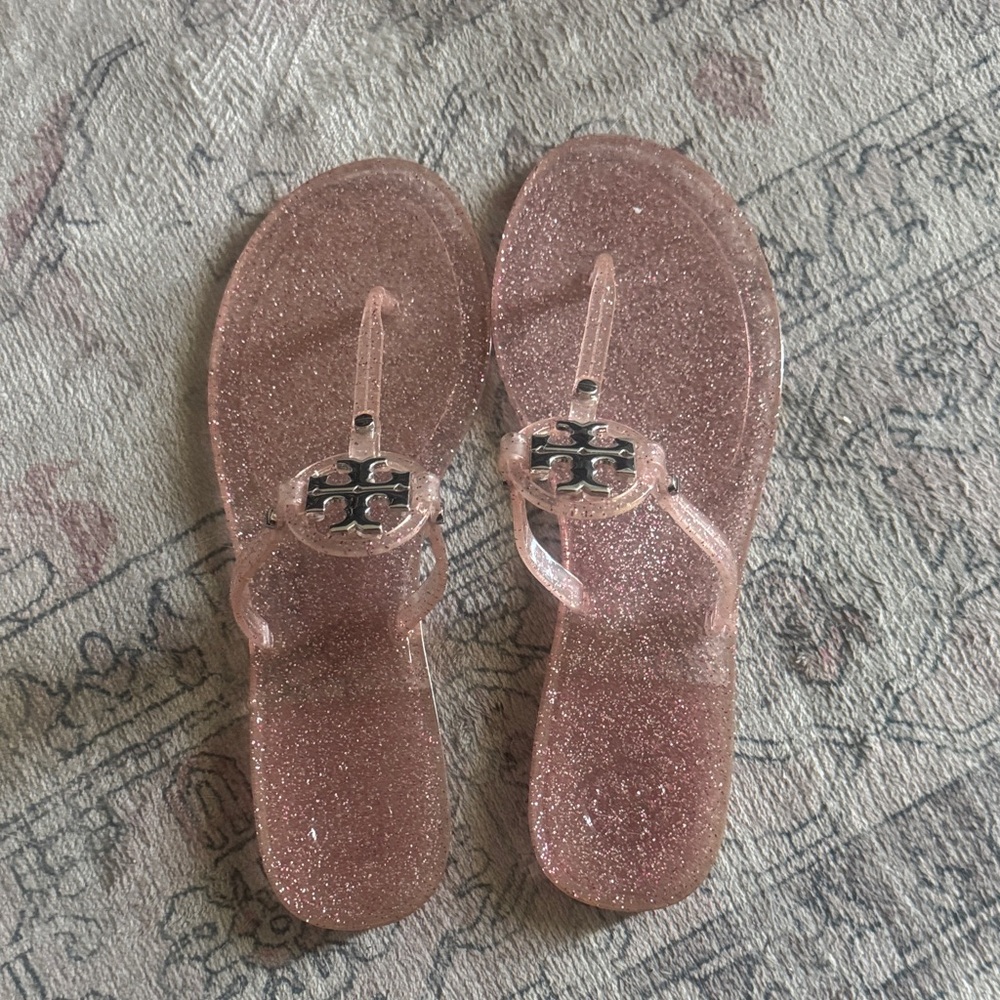 Tory Burch Pink Glitter Jelly Thong Sandals